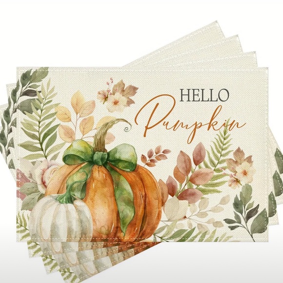 Set of 4 Hello Pumpkin Fall Placemats - Picture 1 of 3